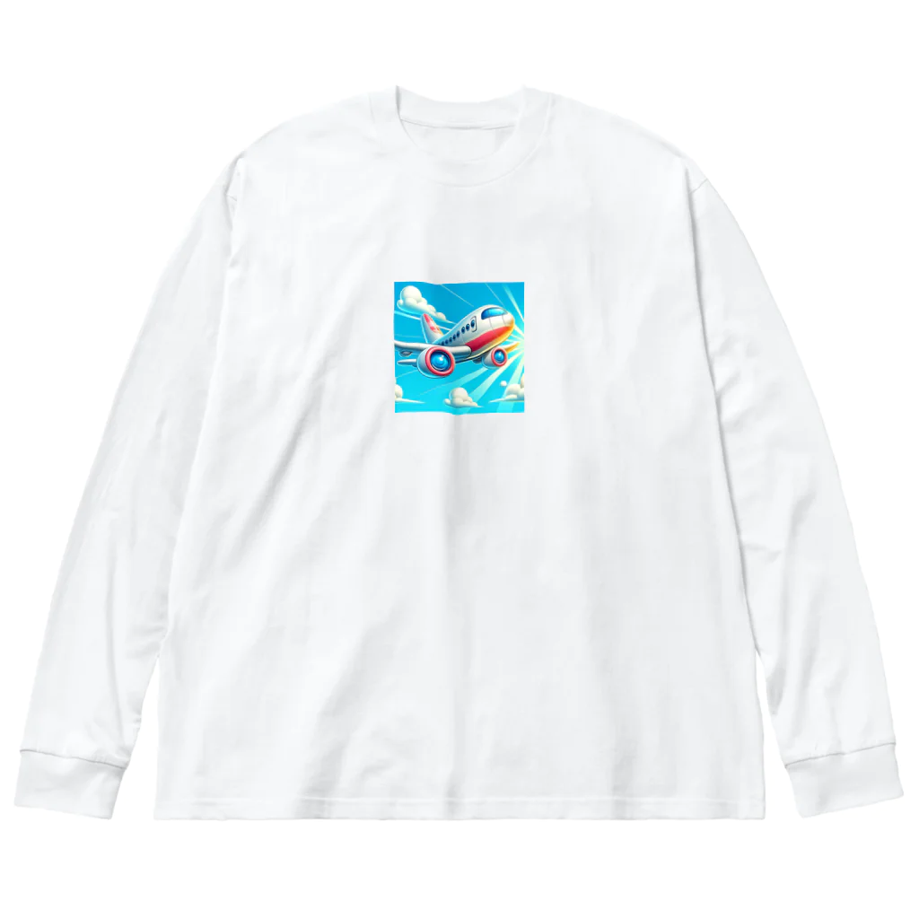 yohiti193の空飛ぶ飛行機のイラスト ビッグシルエットロングスリーブTシャツ