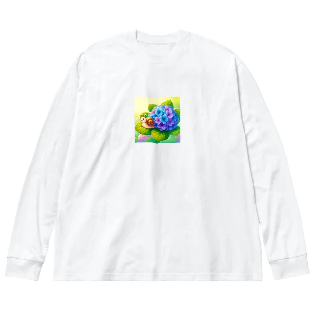 かるるんショップのあじさいとカタツムリ　雨上がり Big Long Sleeve T-Shirt