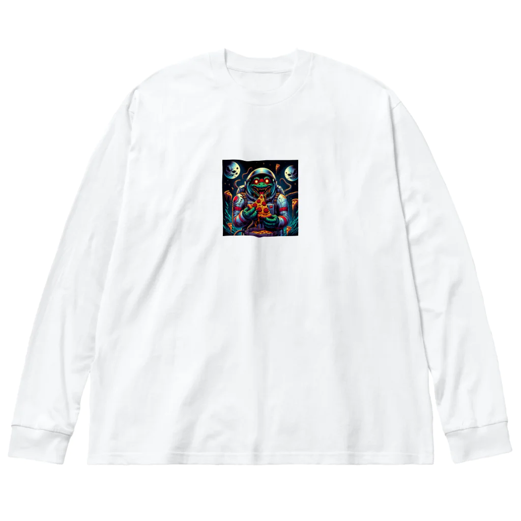 funny-itemsの亀型エイリアン、ピザを食す！ Big Long Sleeve T-Shirt