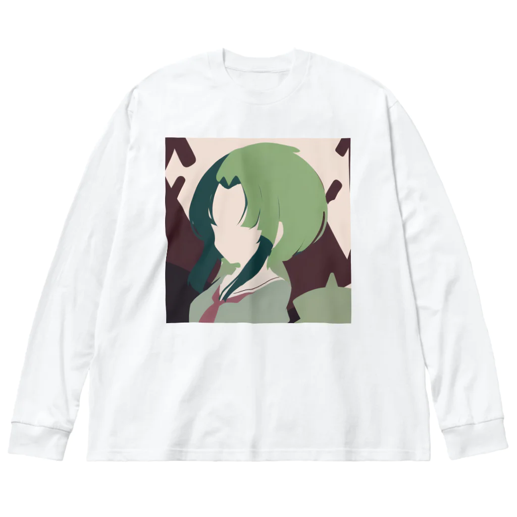 Riollaの緑の女の子 ビッグシルエットロングスリーブTシャツ