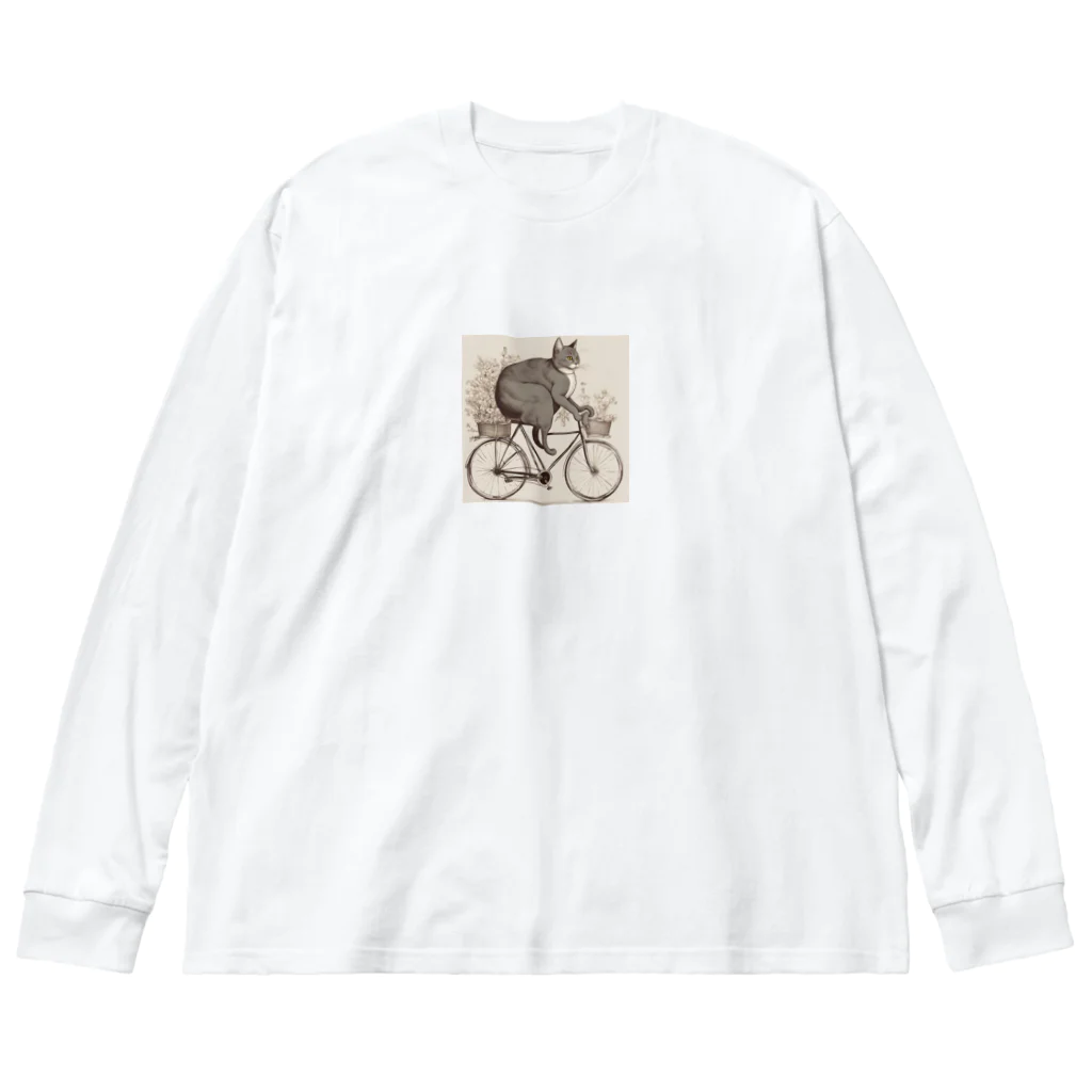 五木武利@楽して生きるのチャリ猫 Big Long Sleeve T-Shirt