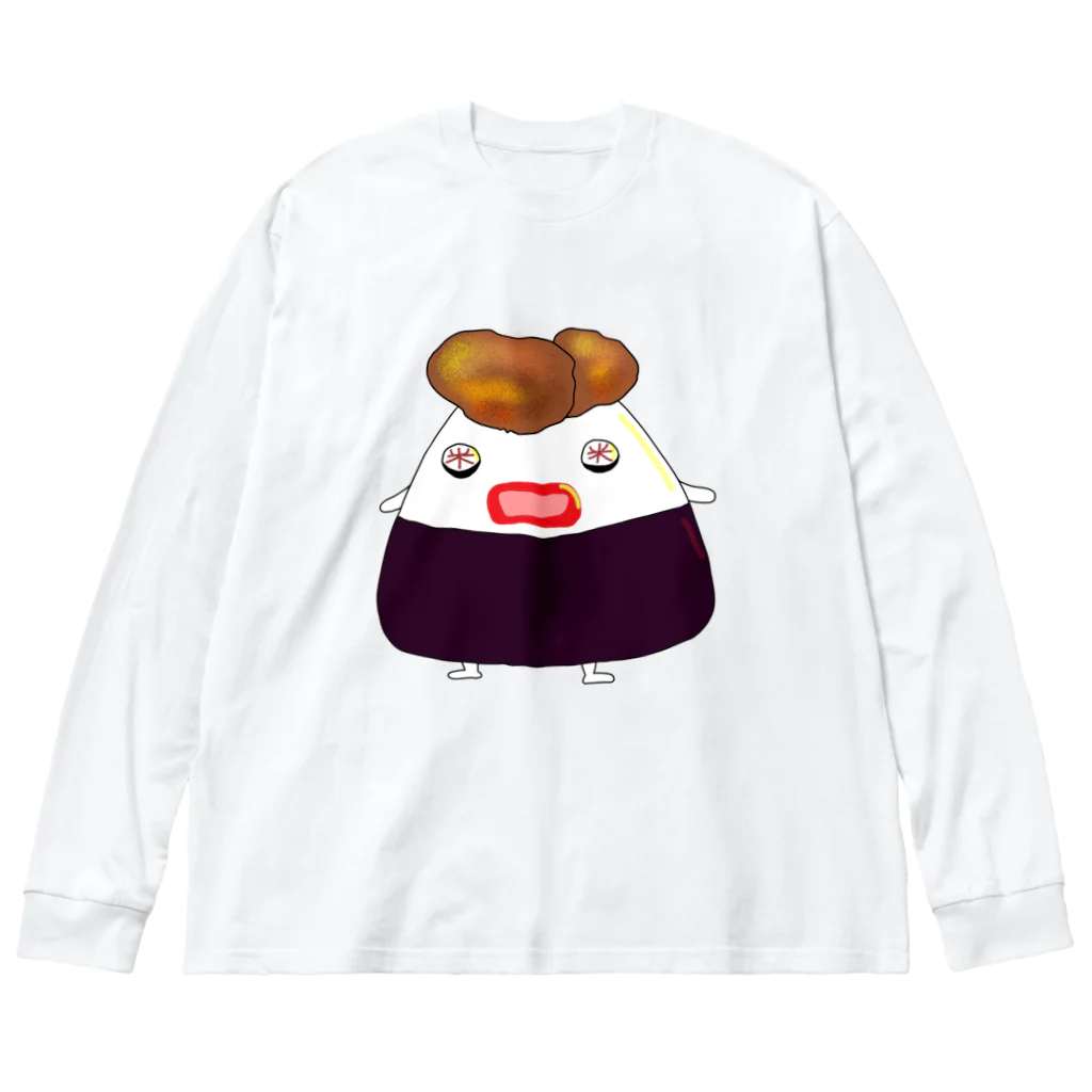 作りかけのたい焼きのからあげのおにぎり🍙 ビッグシルエットロングスリーブTシャツ