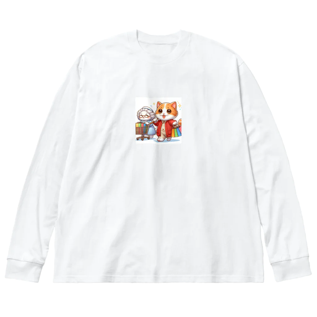 アミュペンのかわいい猫ちゃんと一緒にお買い物🐱💼  Big Long Sleeve T-Shirt