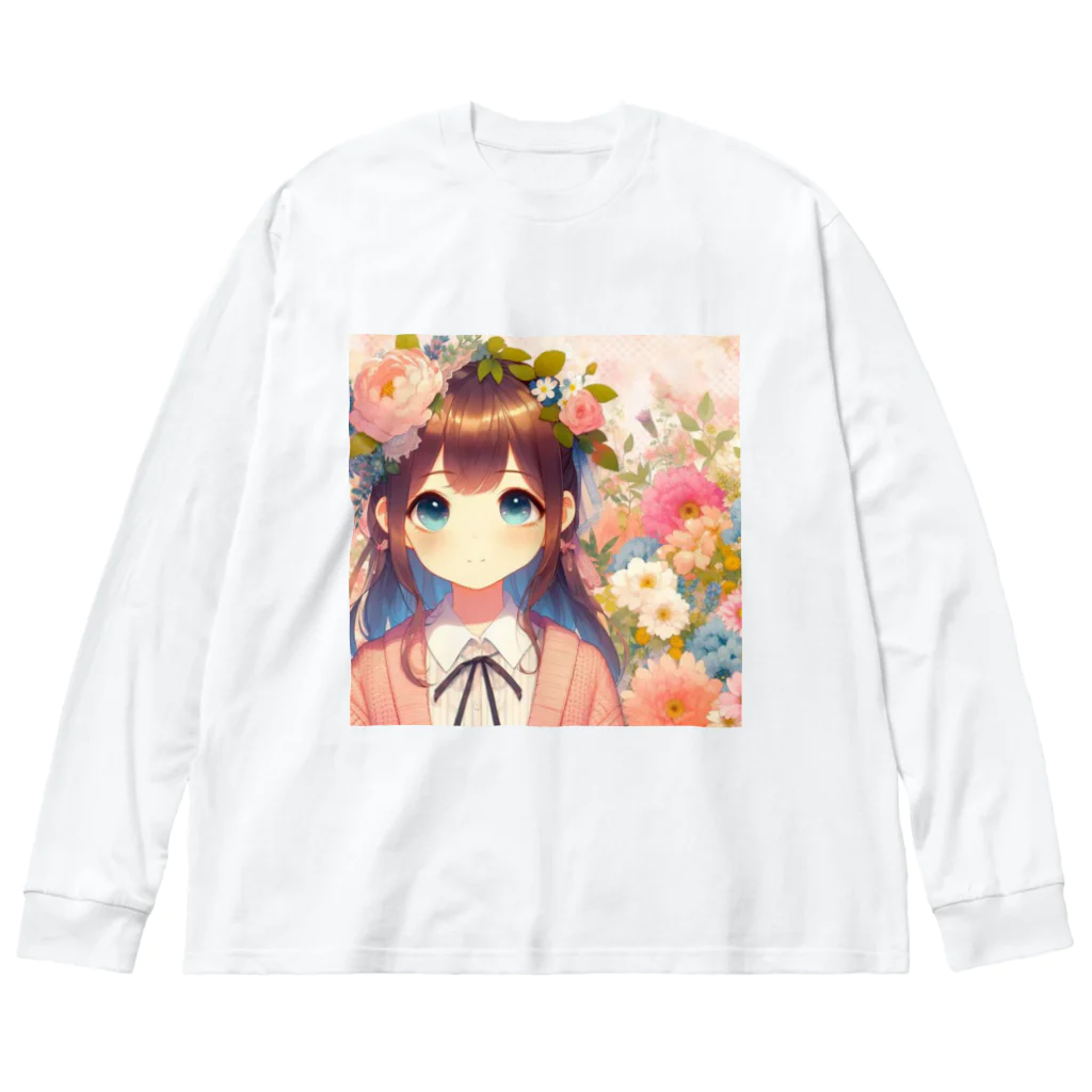 ピクセルパレットの可愛い女の子とお花10 Big Long Sleeve T-Shirt