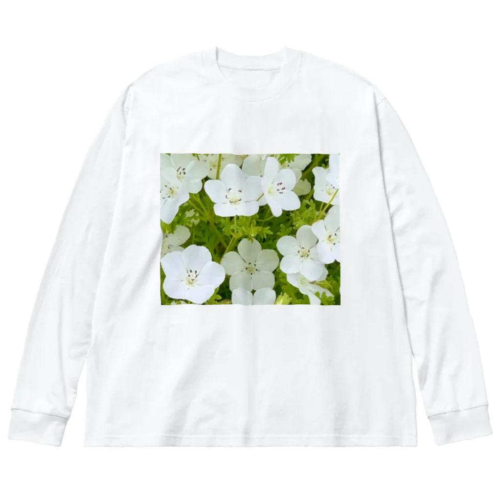 癒しの音楽の森の癒しの白いネモフィラ Big Long Sleeve T-Shirt