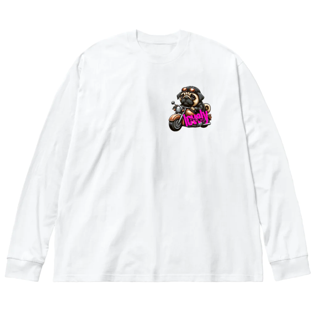 ふんわか ぷにゅのラブリーパグ ビッグシルエットロングスリーブTシャツ