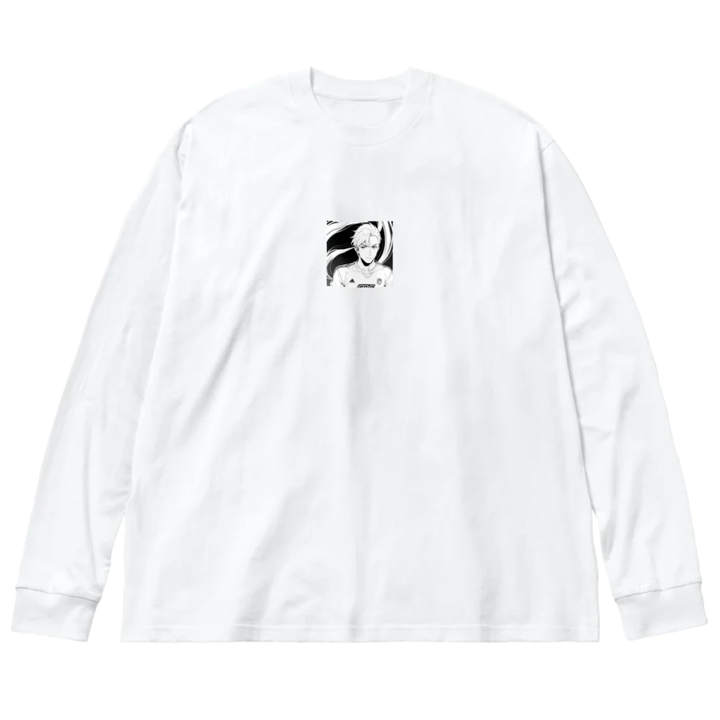 sports_thanksのイケメンサッカーイラスト ビッグシルエットロングスリーブTシャツ