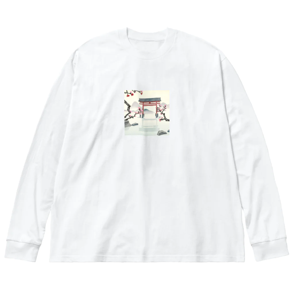 JoyfulMomentsCraftsの桜と鳥居　ー Cherry Blossoms and Torii ー Big Long Sleeve T-Shirt