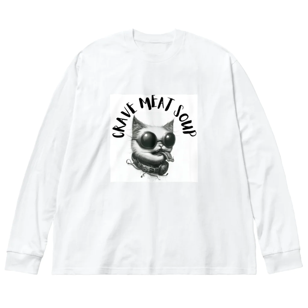 CRAVE MEAT SOUPの#drunk cat Big Long Sleeve T-Shirt