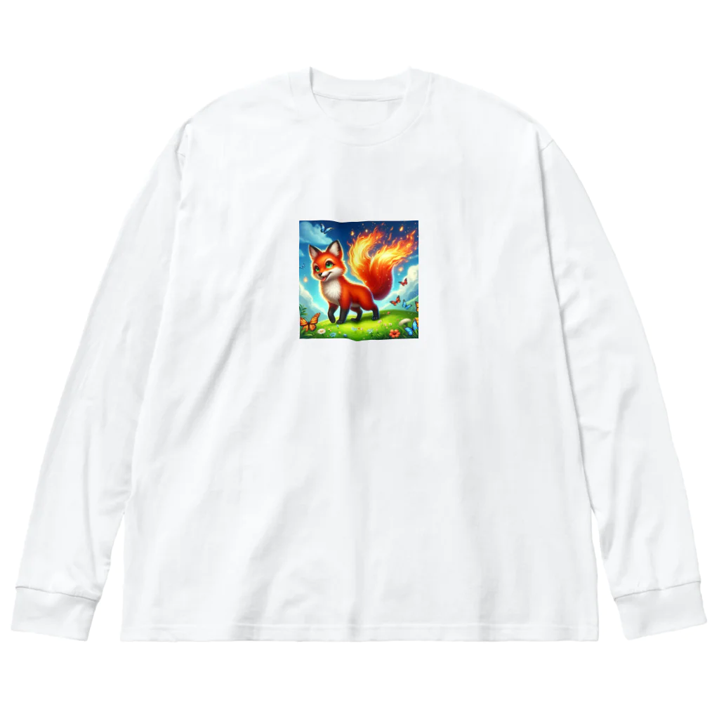 YFCの炎を尾を持つ精悍なキツネ Big Long Sleeve T-Shirt