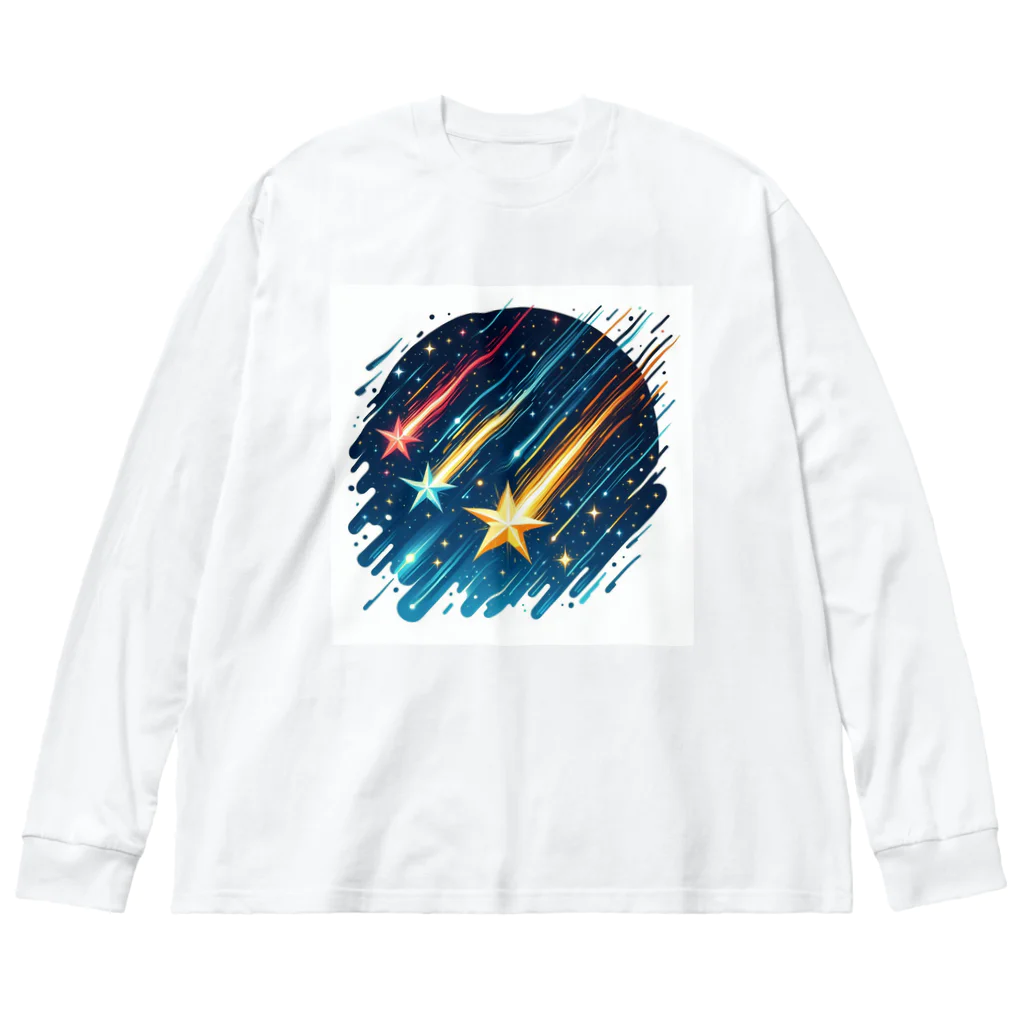 Mizのゆるハウスの3つの流れ星 ビッグシルエットロングスリーブTシャツ