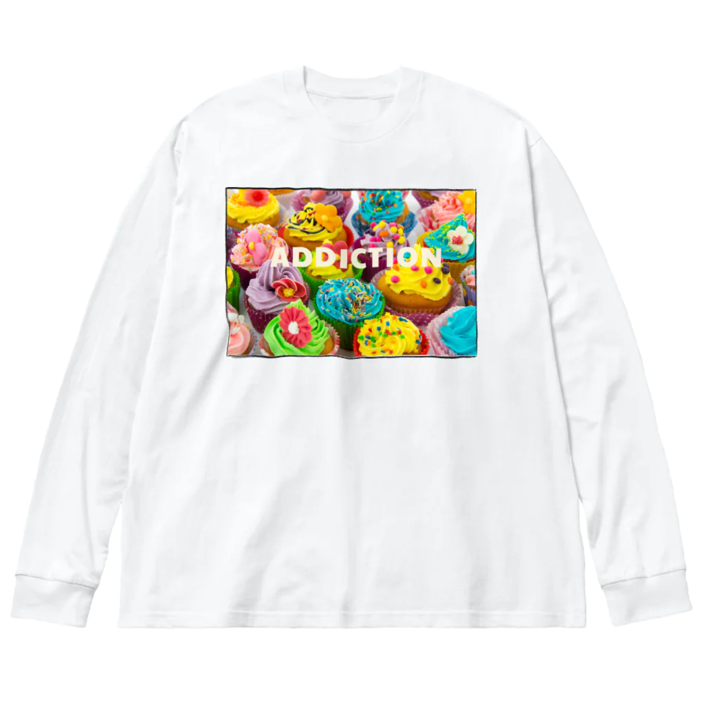 HappyFaceMarketのカップケーキ中毒アディクション Big Long Sleeve T-Shirt