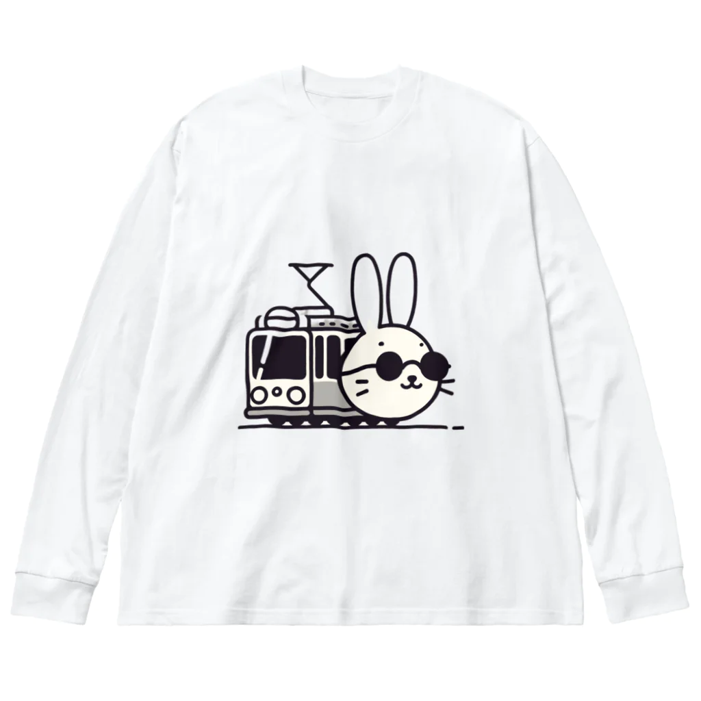 BOSATUの電車に乗ったうさぎ Big Long Sleeve T-Shirt