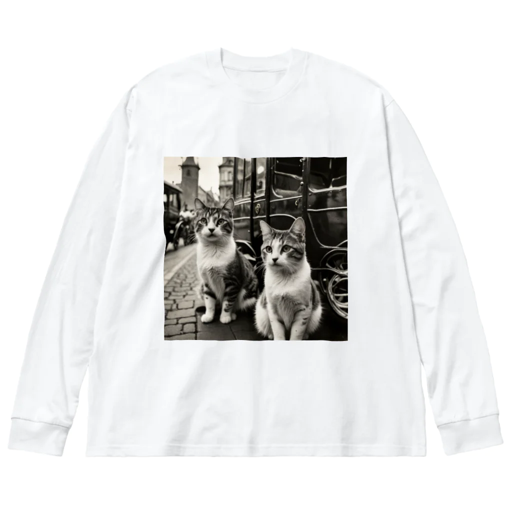 KIO MAKITAのねこと馬車 ビッグシルエットロングスリーブTシャツ