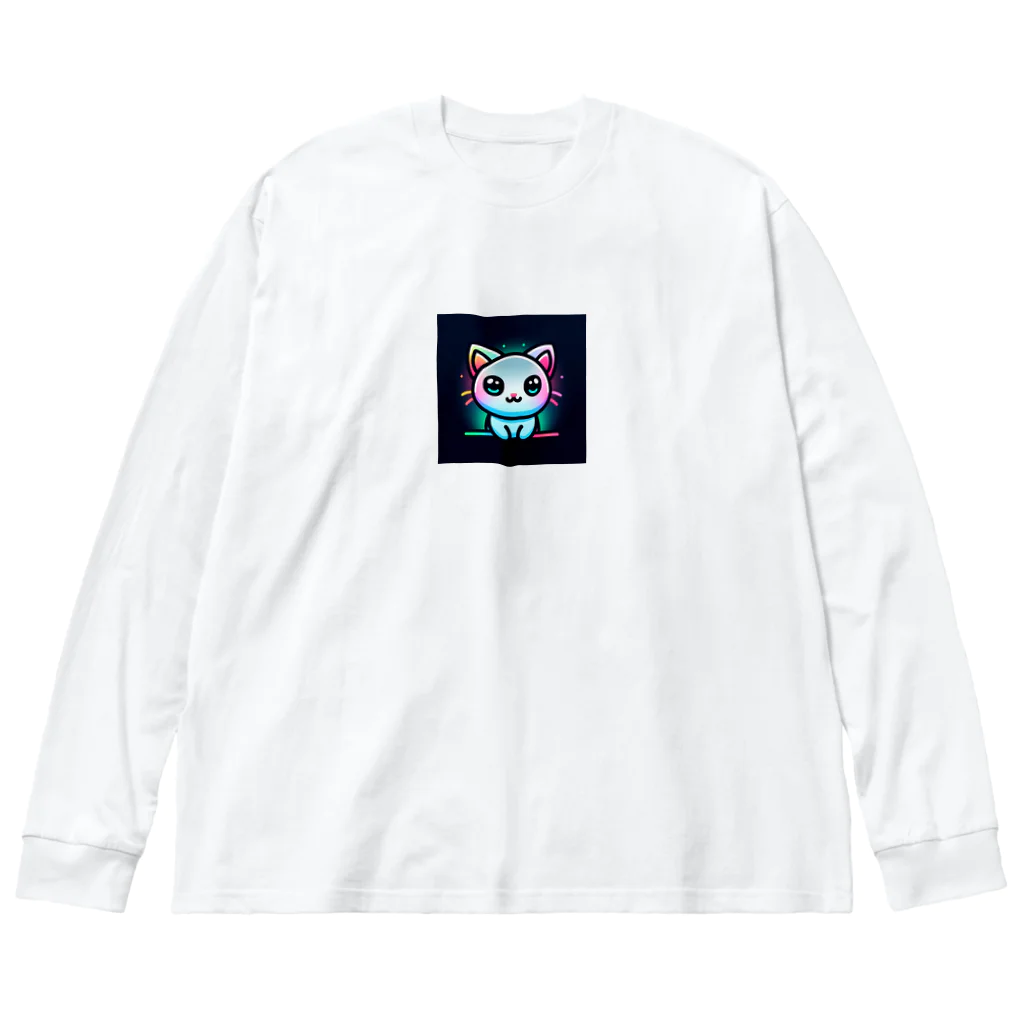 キャピキャピのネオン系の可愛い猫 Big Long Sleeve T-Shirt