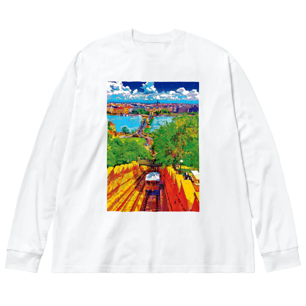 GALLERY misutawoのハンガリー ブダ城ケーブルカーとブダペストの街並み Big Long Sleeve T-Shirt