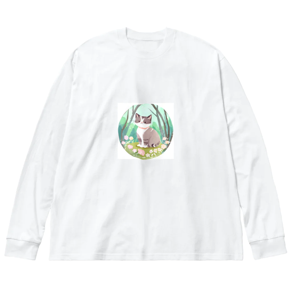 TMRの水彩猫 ビッグシルエットロングスリーブTシャツ