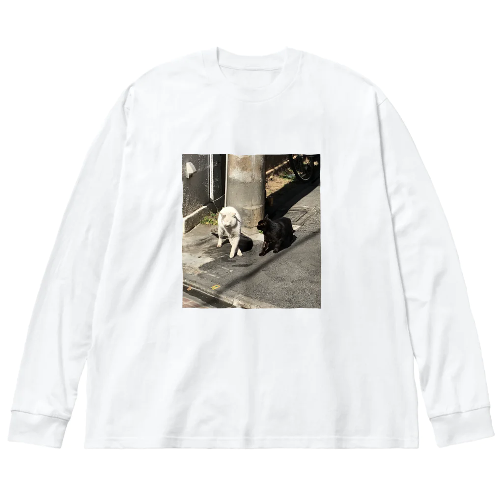 やんばるたの黒猫と白猫 電柱 Big Long Sleeve T-Shirt