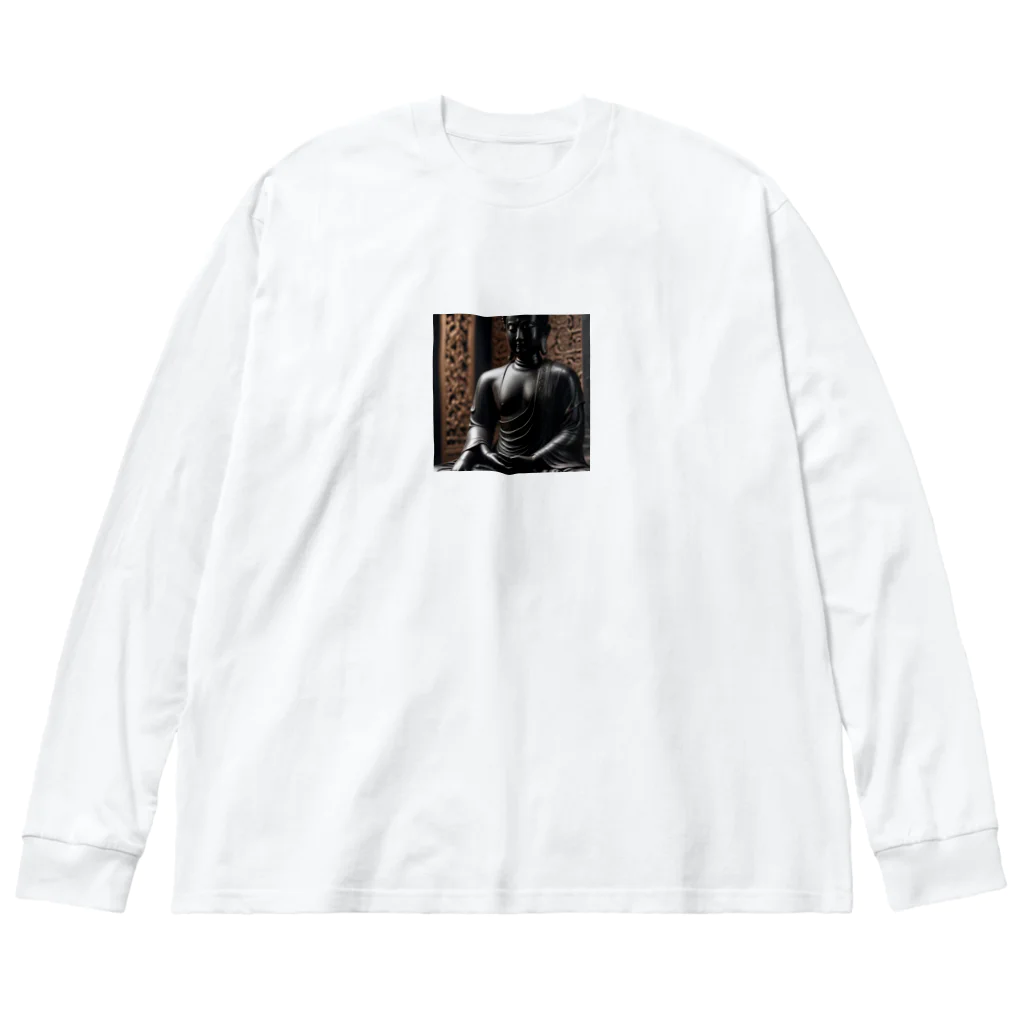 Take-chamaの深みのある漆黒の色合いが美しく輝く厳かな仏像。 Big Long Sleeve T-Shirt