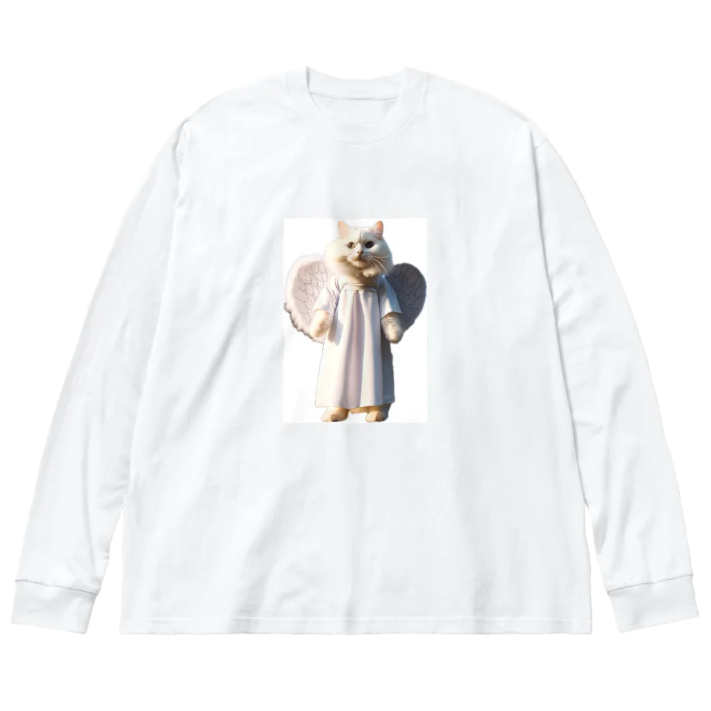 かわいい猫たちのかわいい天使の子猫と悪魔の子猫 ビッグシルエットロングスリーブTシャツ