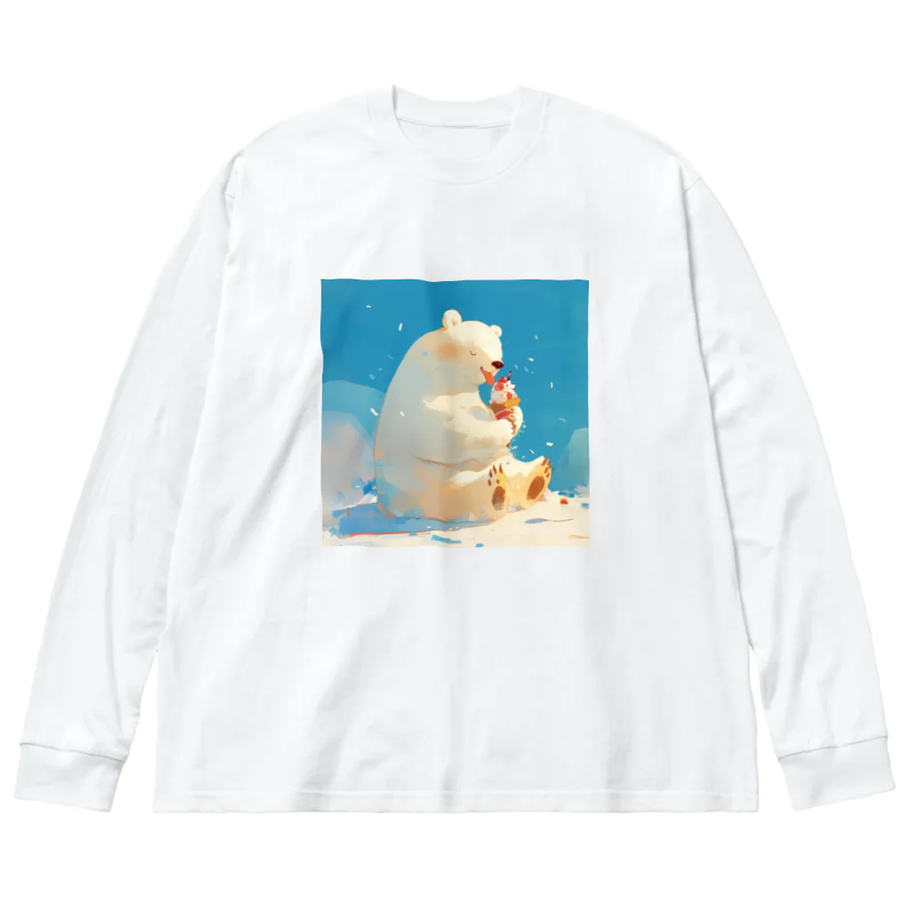 STUDIO OBAKERONのシロクマくんのおやつ Big Long Sleeve T-Shirt