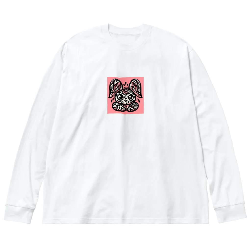 juny0823のポップなウサギA　 ビッグシルエットロングスリーブTシャツ