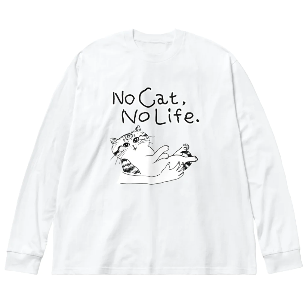 TomoshibiのNo Cat, No Life.  抱っこ猫 ビッグシルエットロングスリーブTシャツ