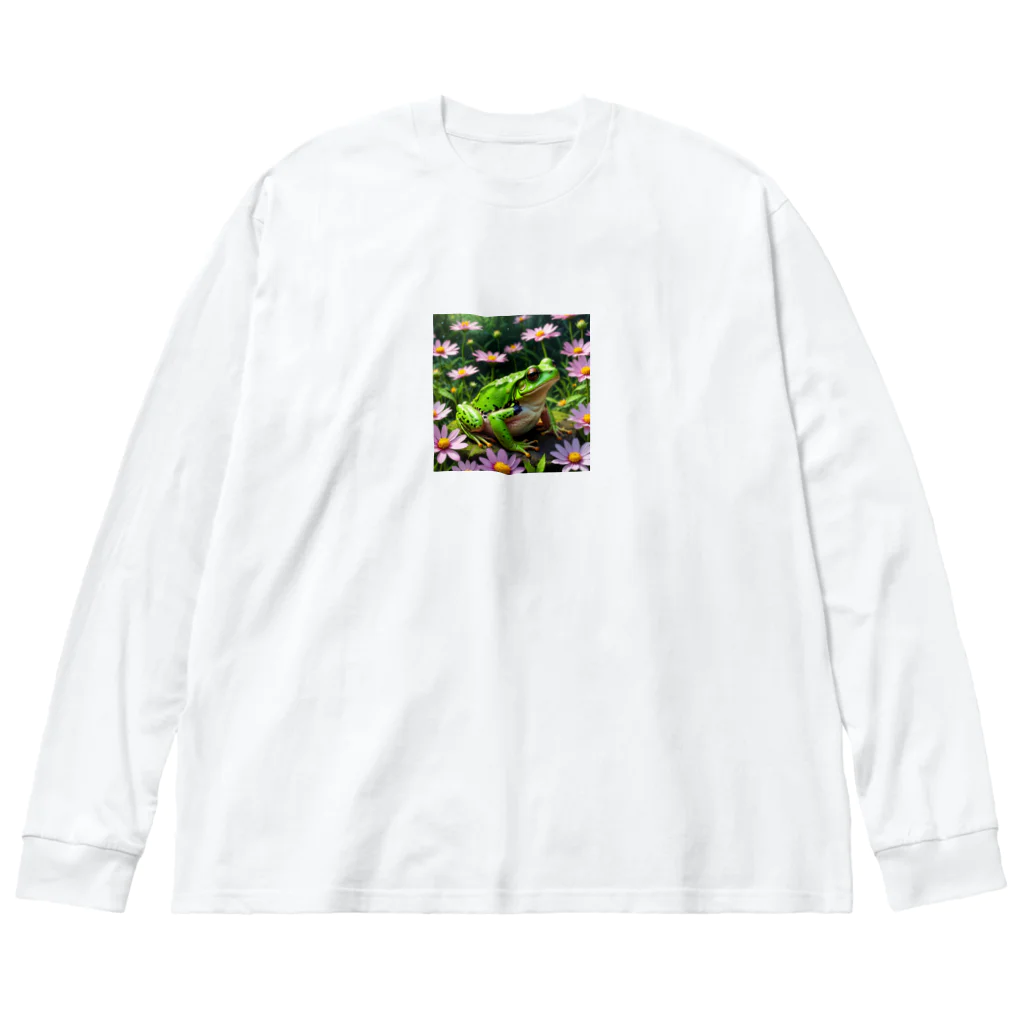 Sunbathingのコスモスの上で休憩するアマガエル Big Long Sleeve T-Shirt