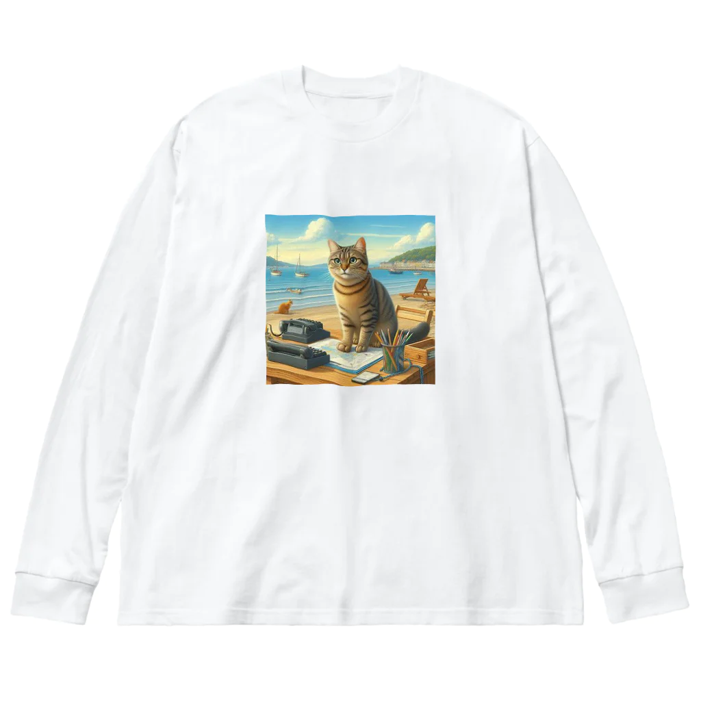 peace2024の海辺の仕事猫 Big Long Sleeve T-Shirt