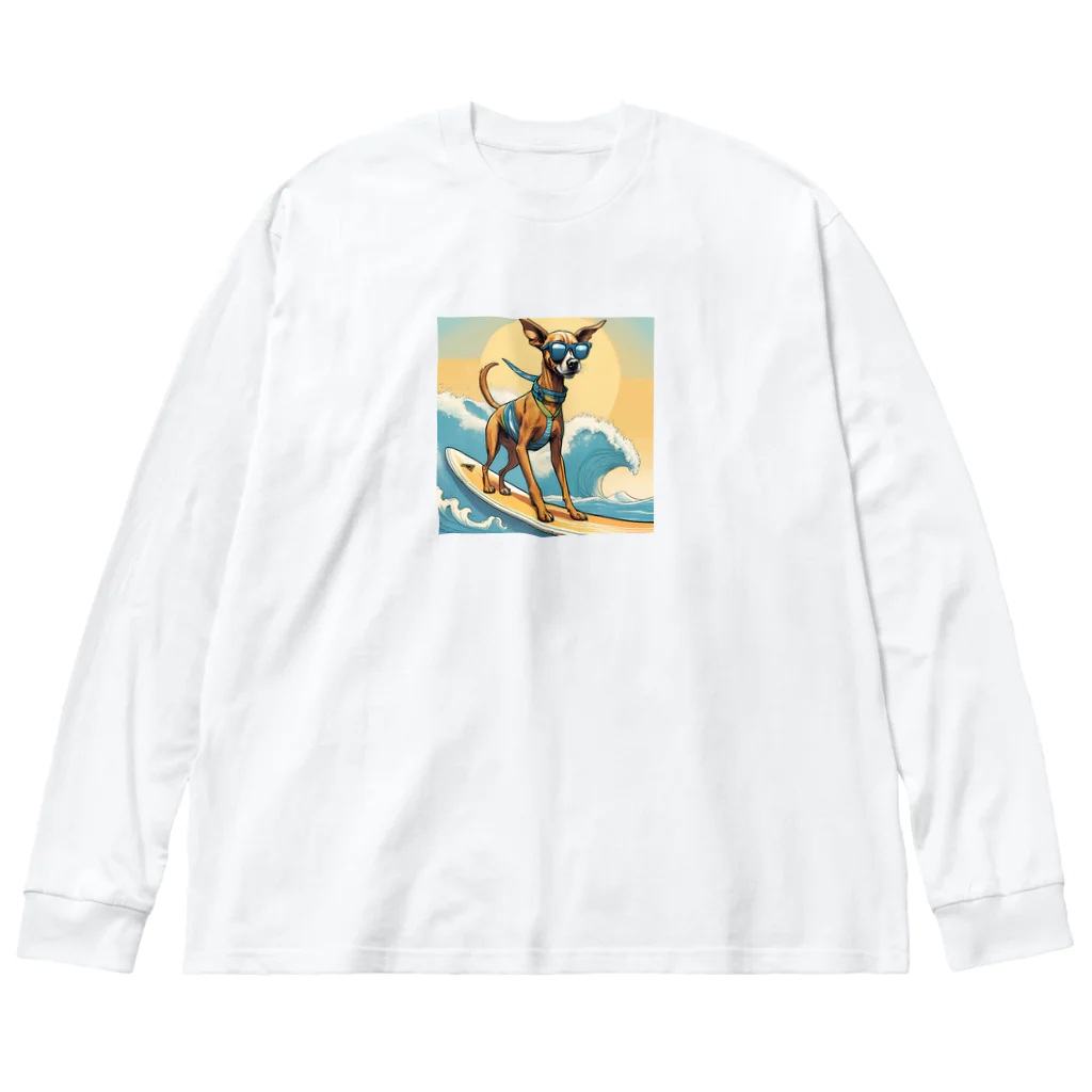 ハワイライフのサーフボード犬 ビッグシルエットロングスリーブTシャツ
