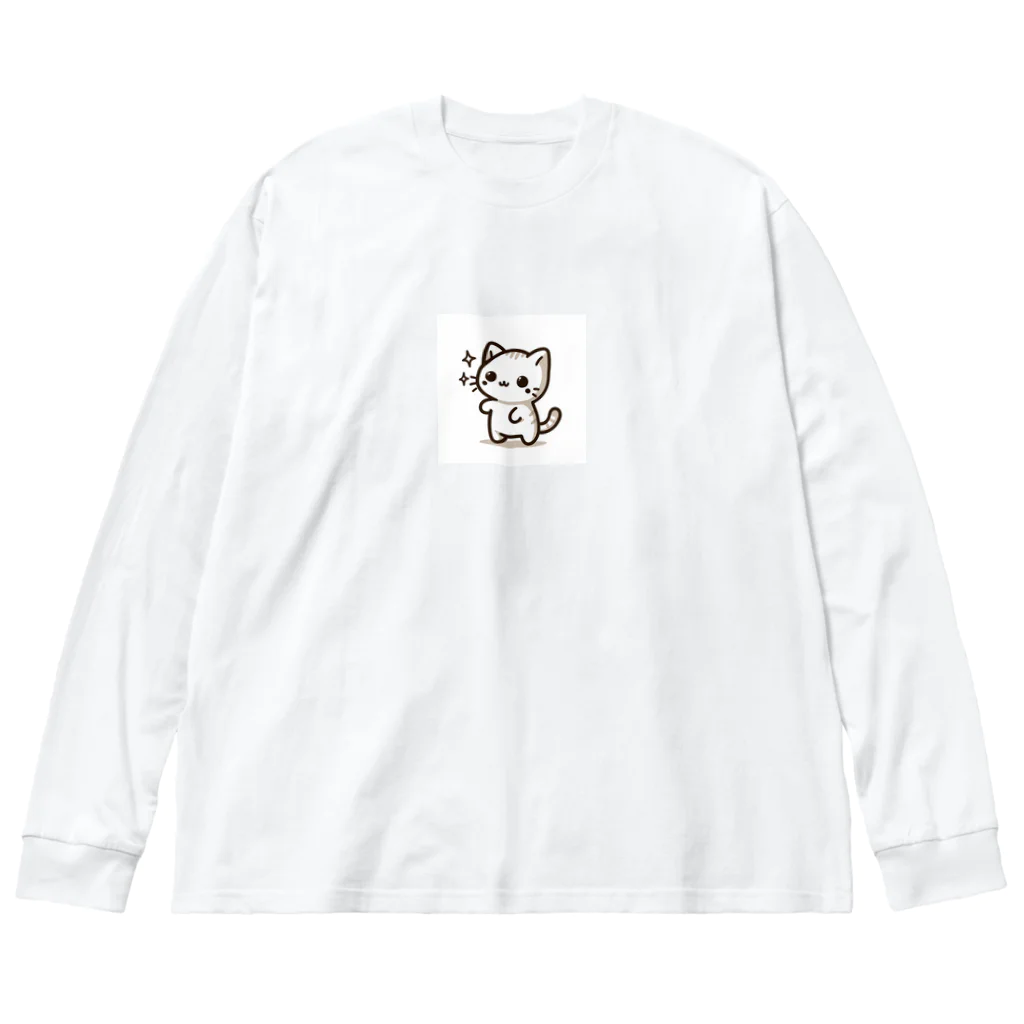 ayamomohidemiの可愛いねこちゃん ビッグシルエットロングスリーブTシャツ