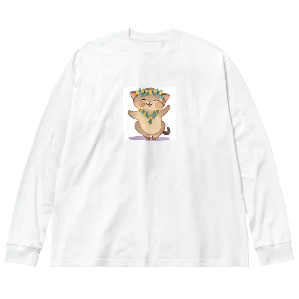 ハワイライフのアロハねこ Big Long Sleeve T-Shirt