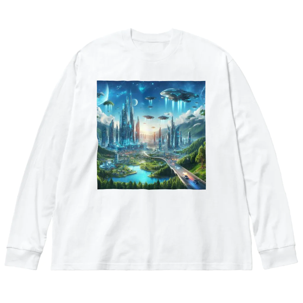 Rパンダ屋の「近未来風景グッズ」 ビッグシルエットロングスリーブTシャツ