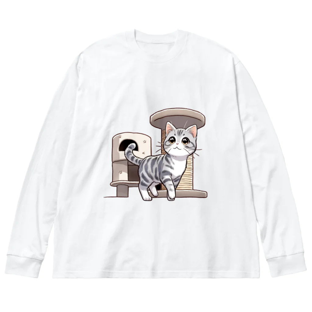 チェリモヤのねこタワー の 猫 ビッグシルエットロングスリーブTシャツ