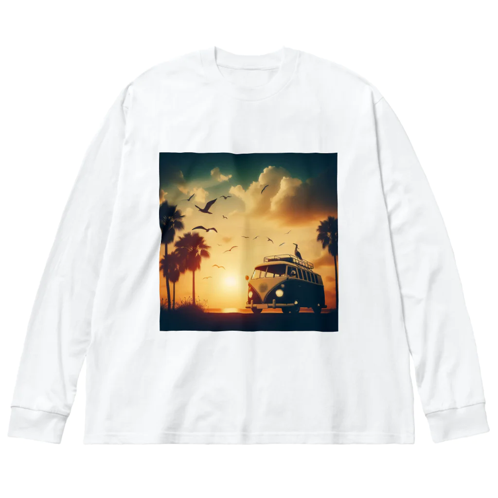 aircooled3のレトロなワーゲン 夕暮れビーチ 2 Big Long Sleeve T-Shirt