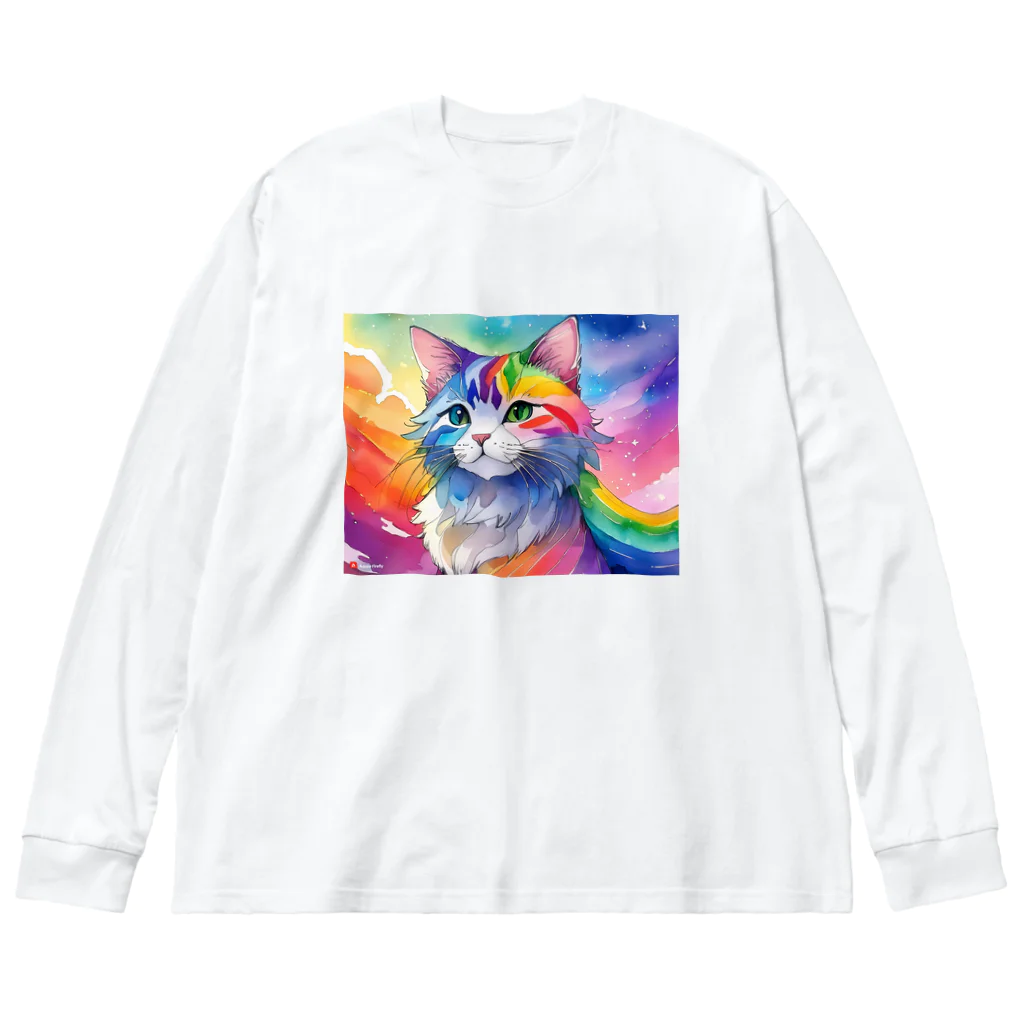 山田綾の虹色ネコちゃん Big Long Sleeve T-Shirt