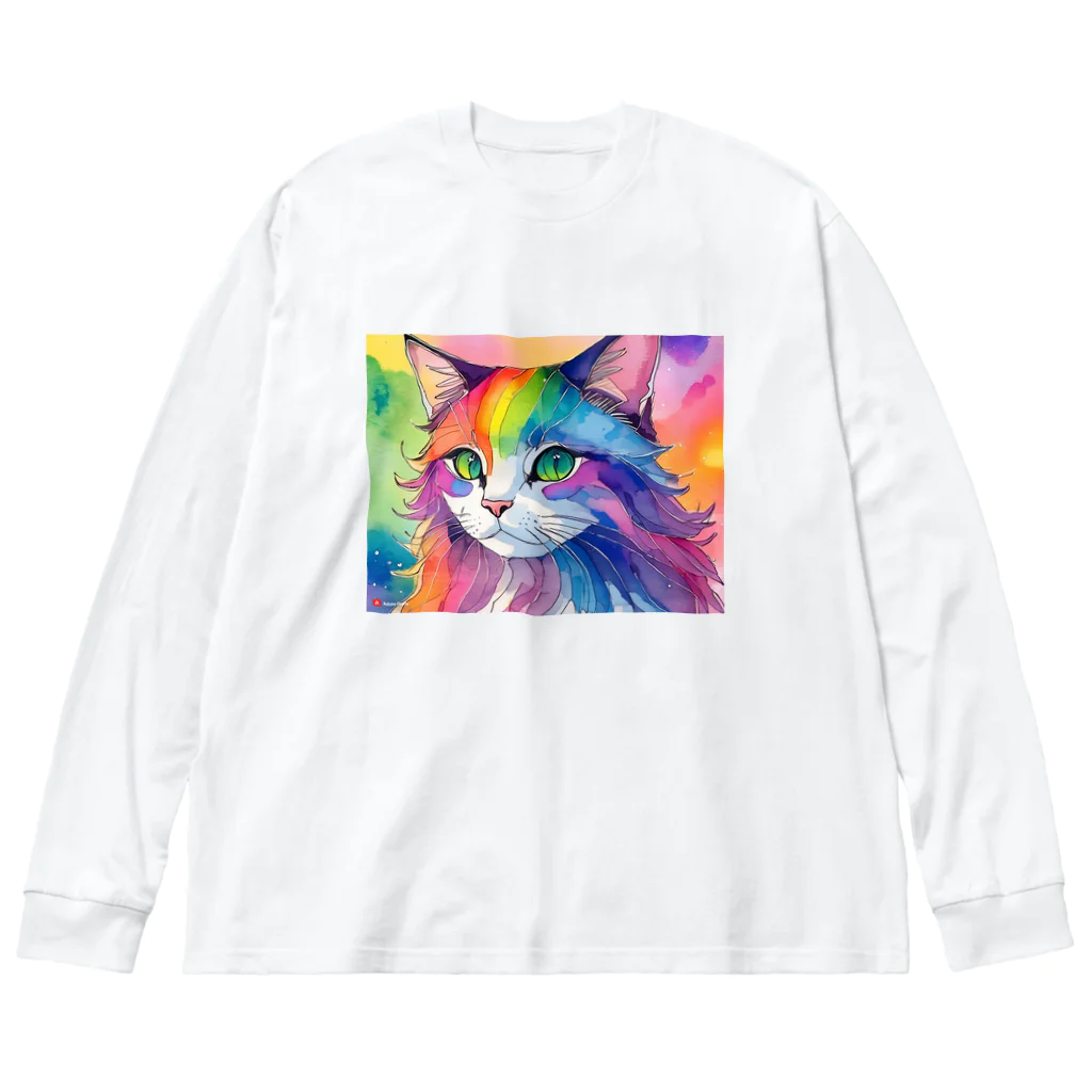 山田綾の虹色ネコちゃん Big Long Sleeve T-Shirt