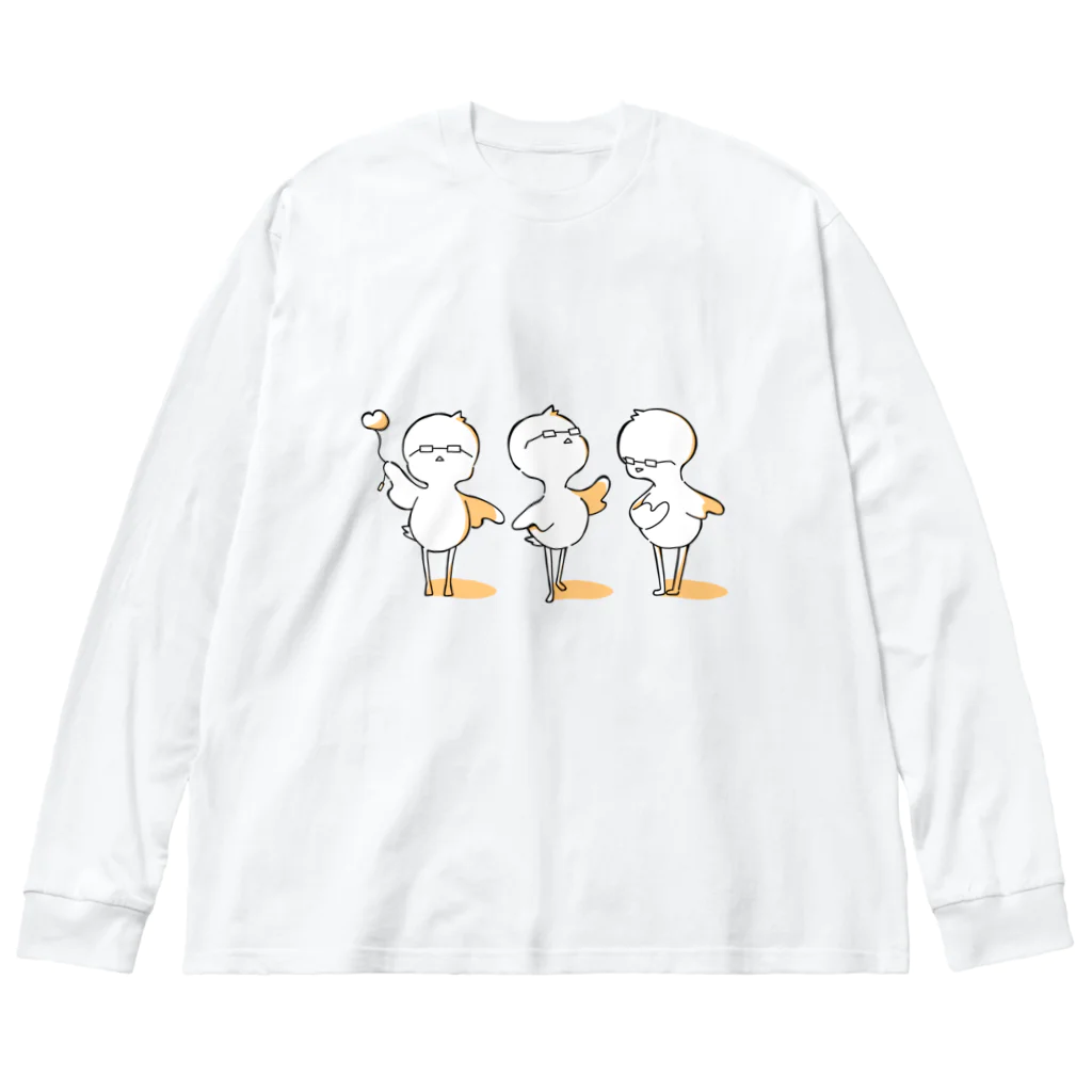 もちもちお米の木のめがね　ひよこ ビッグシルエットロングスリーブTシャツ