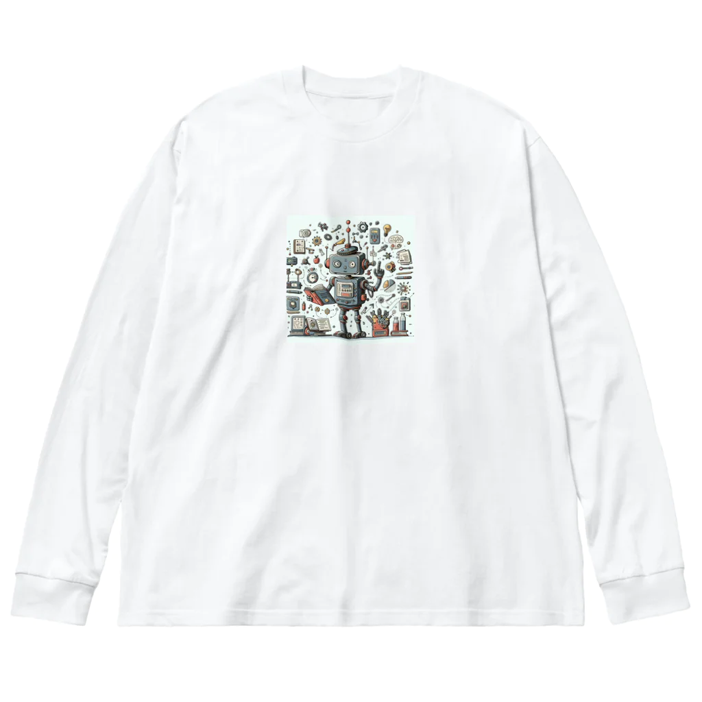 SaBATaNのほのぼのロボ1 ビッグシルエットロングスリーブTシャツ