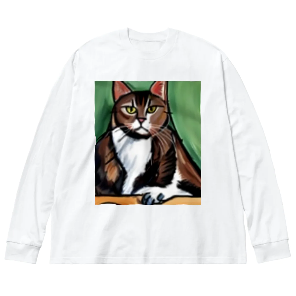 Ppit8のどっしりかまえる猫ちゃん ビッグシルエットロングスリーブTシャツ