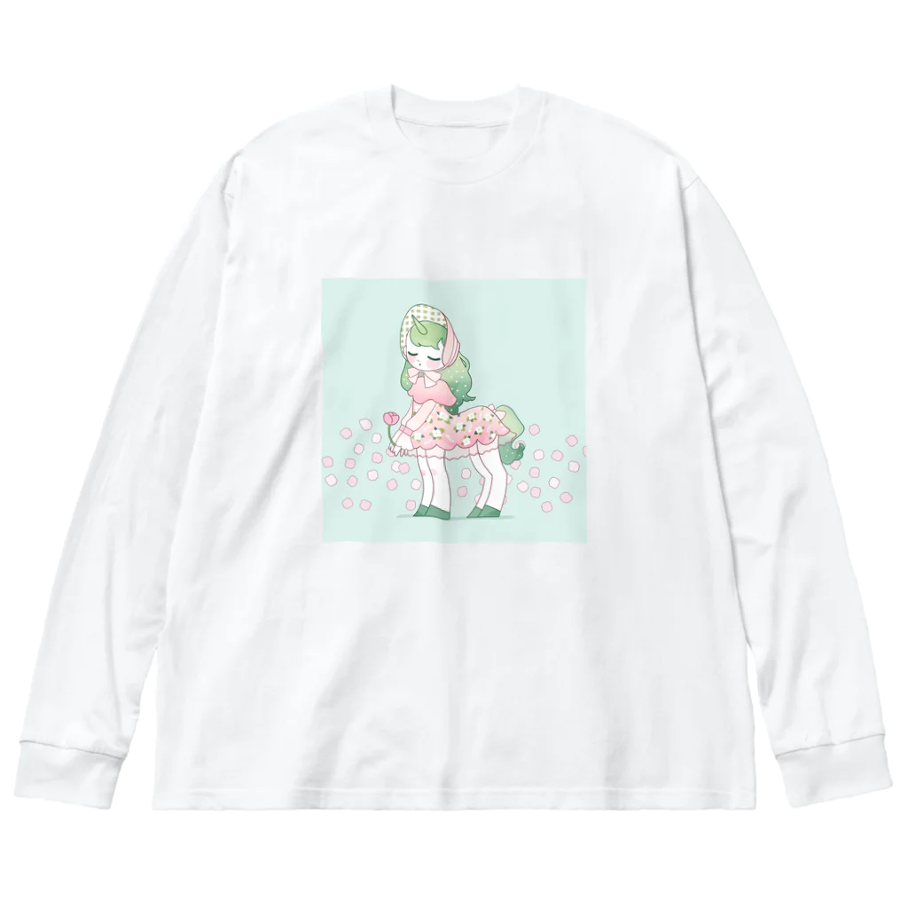 清水ミラノのボンネットユニコーンガール Big Long Sleeve T-Shirt