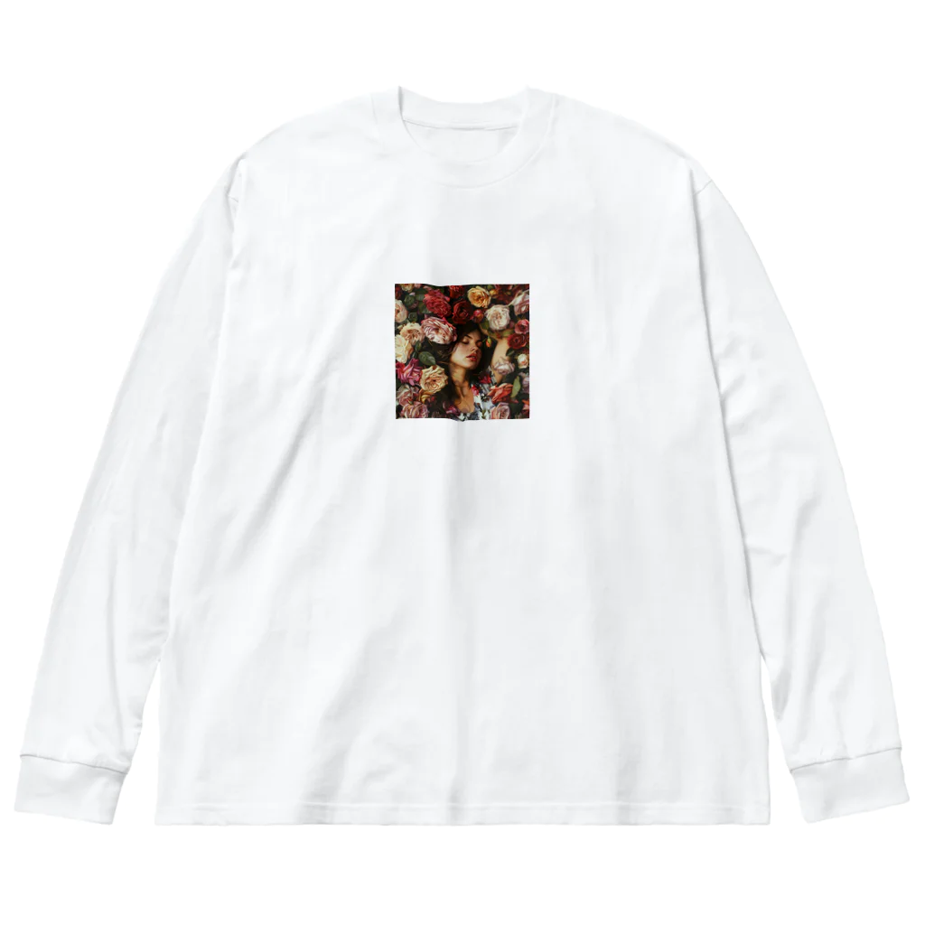 AQUAMETAVERSEのバラに囲まれた少女　美佐子 3320 ビッグシルエットロングスリーブTシャツ