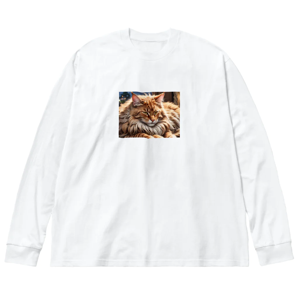 ねむねこのお店のふさふさねこ ビッグシルエットロングスリーブTシャツ