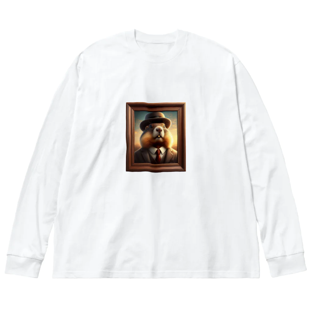 星川屋さんのマーモットの肖像画 ビッグシルエットロングスリーブTシャツ