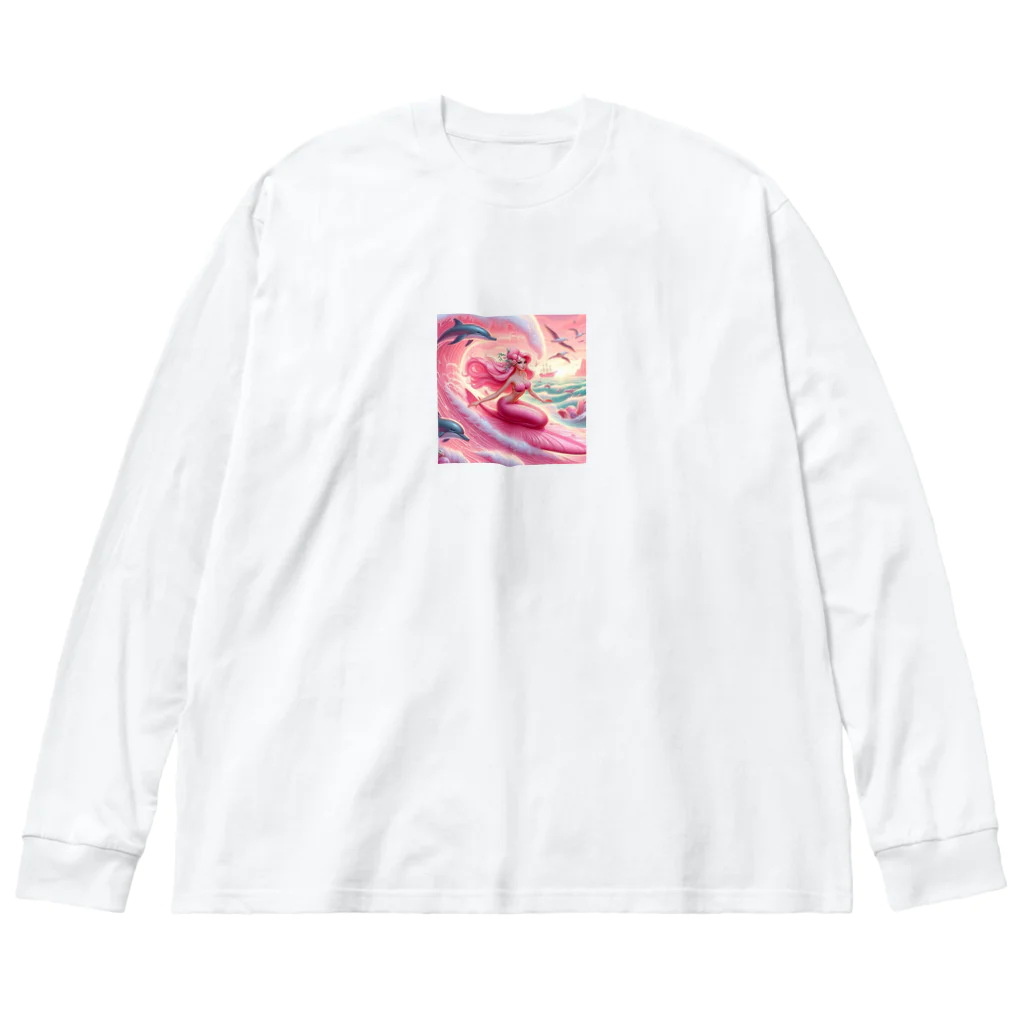 pinkgalmermaidのセクシーマーメイドサーフィン3 ビッグシルエットロングスリーブTシャツ