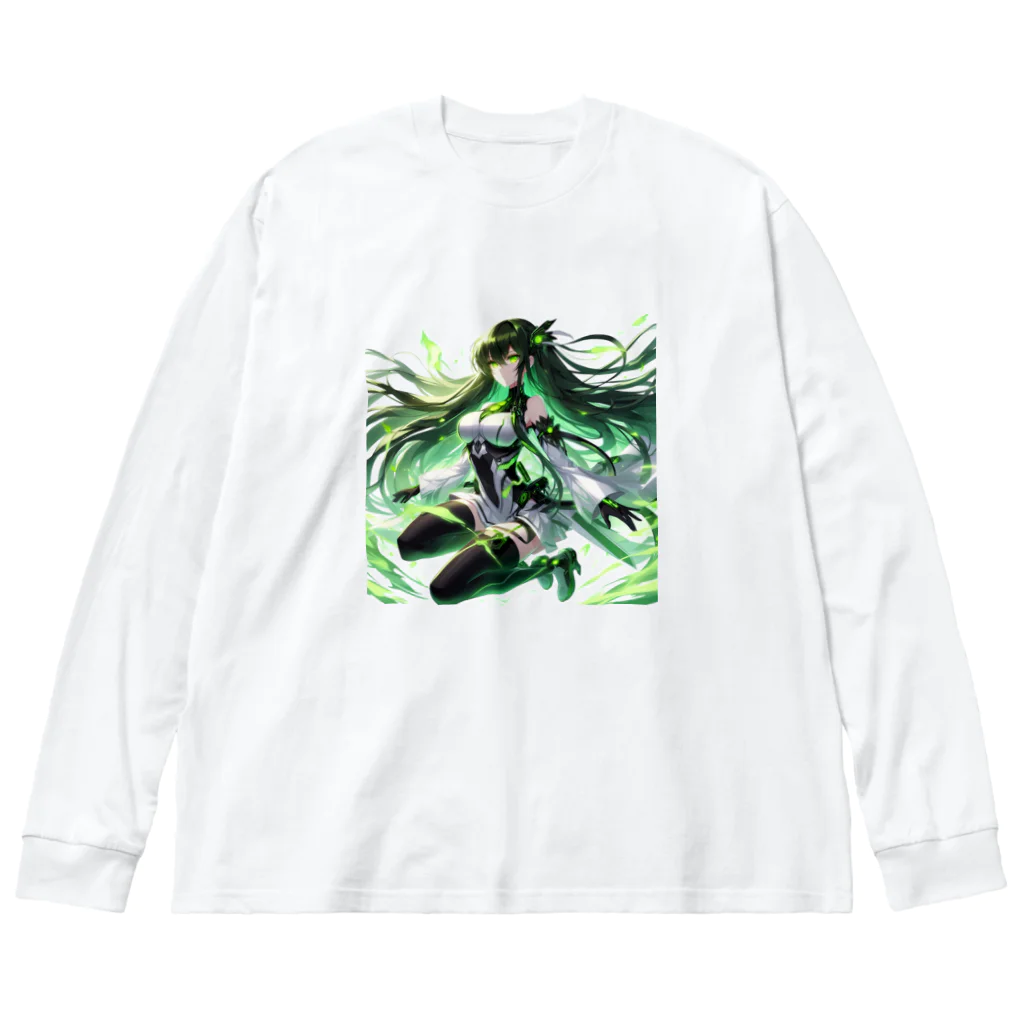 ryo-ishの碧の髪の少女 ビッグシルエットロングスリーブTシャツ