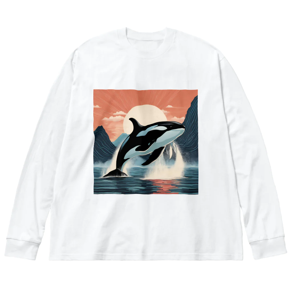 はちみつあめの夕日のシャチ Big Long Sleeve T-Shirt