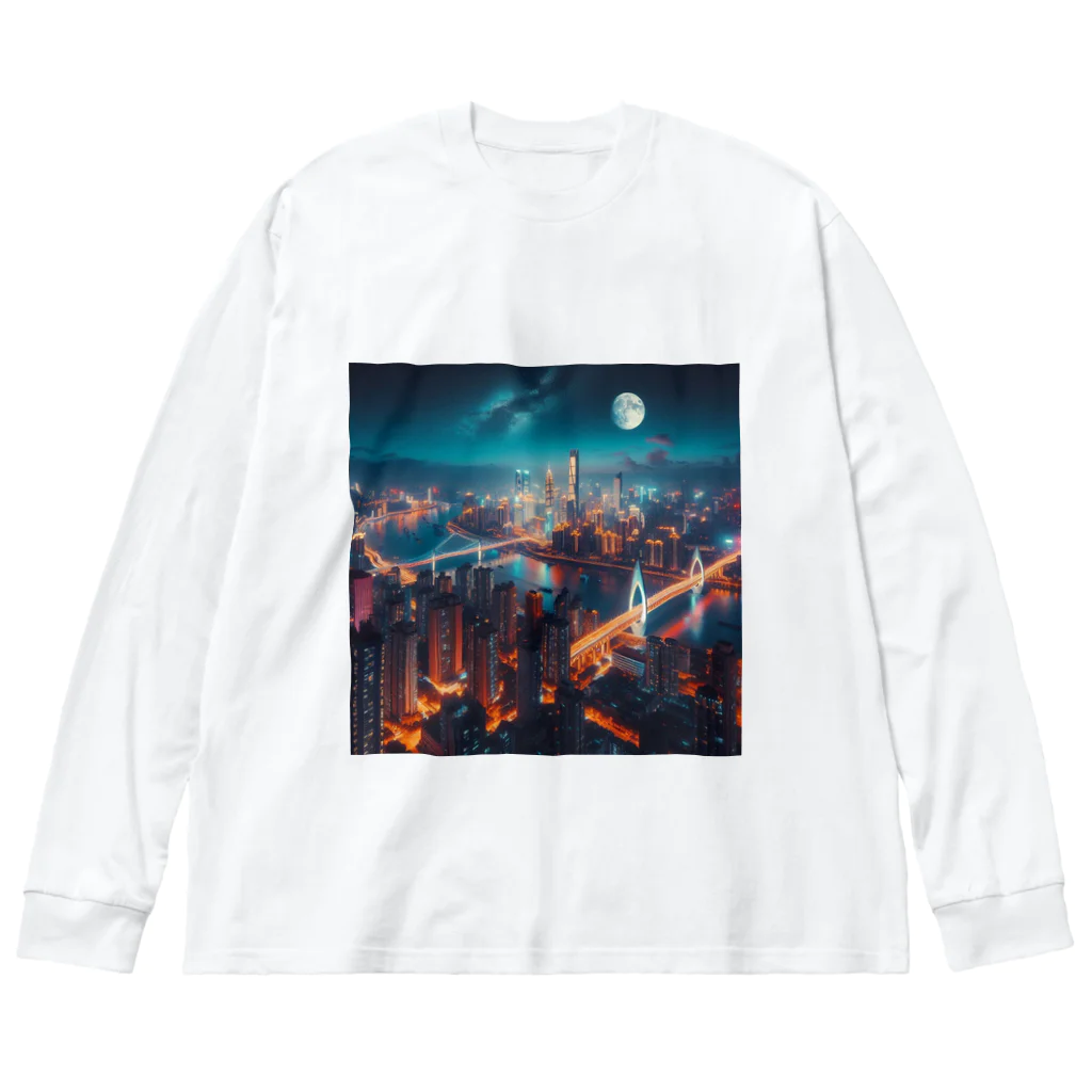 Teesignsの月夜に輝く未来都市 Big Long Sleeve T-Shirt