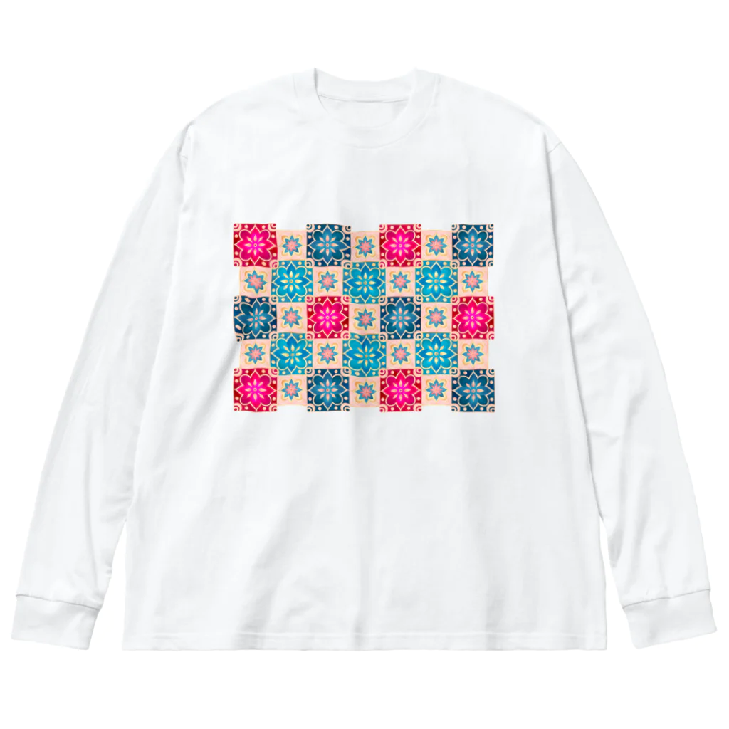 exeのタイル風の花柄模様 Big Long Sleeve T-Shirt