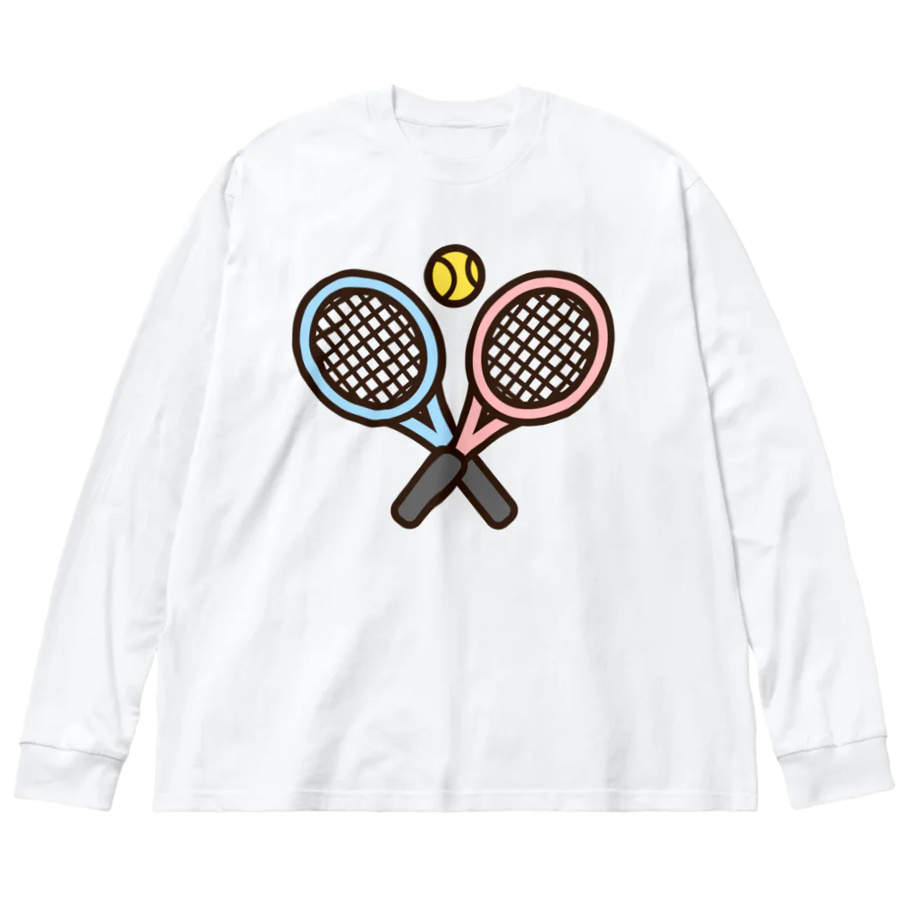 お絵かき屋さんのテニスのラケットとボール ビッグシルエットロングスリーブTシャツ